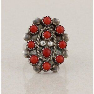 Sterling Silver Coral Ring Size 7 3/4